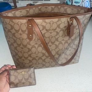 Coach tote with matching wallet